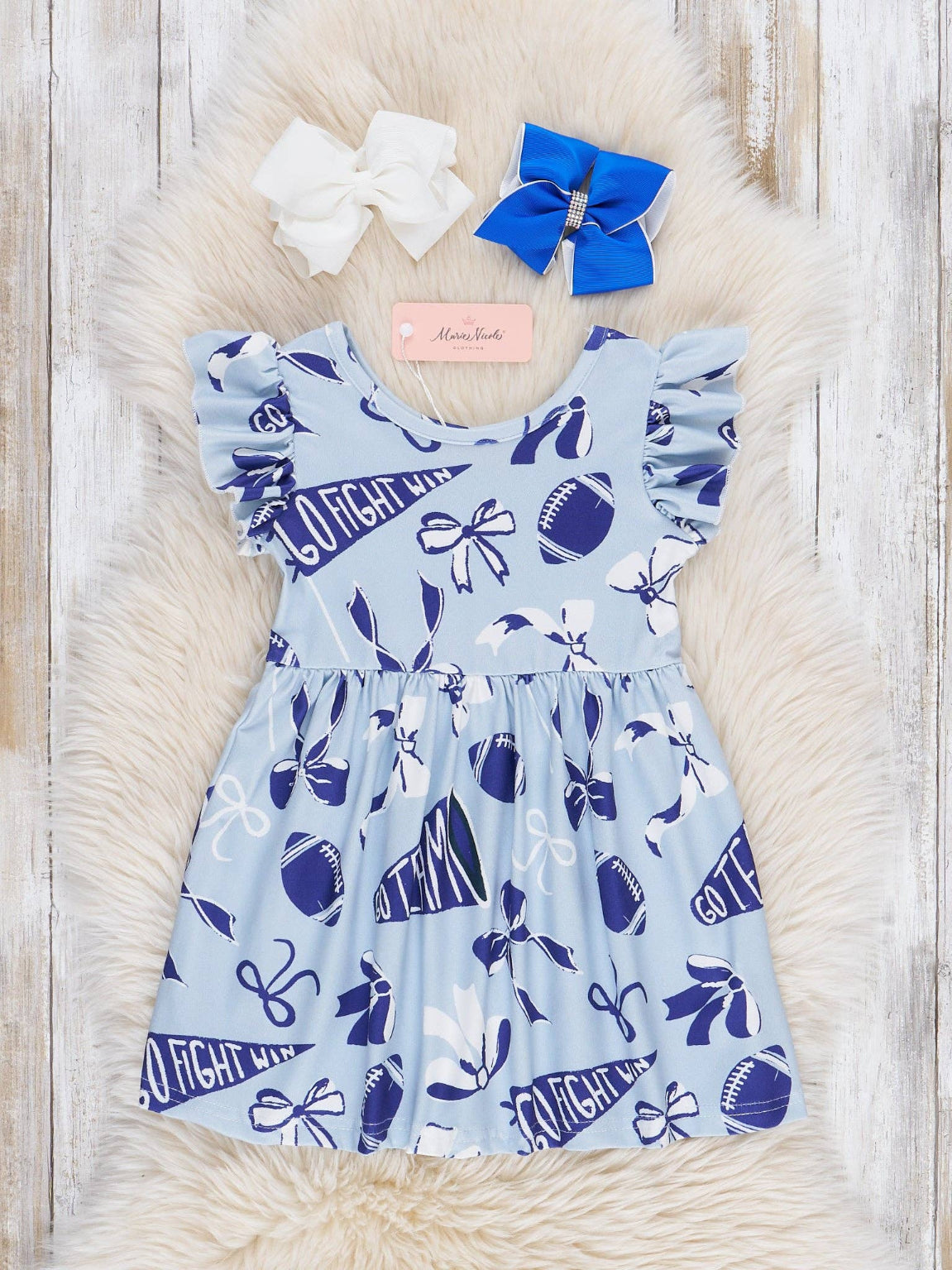 Go Team Flutter Swing Dress - Blue and White