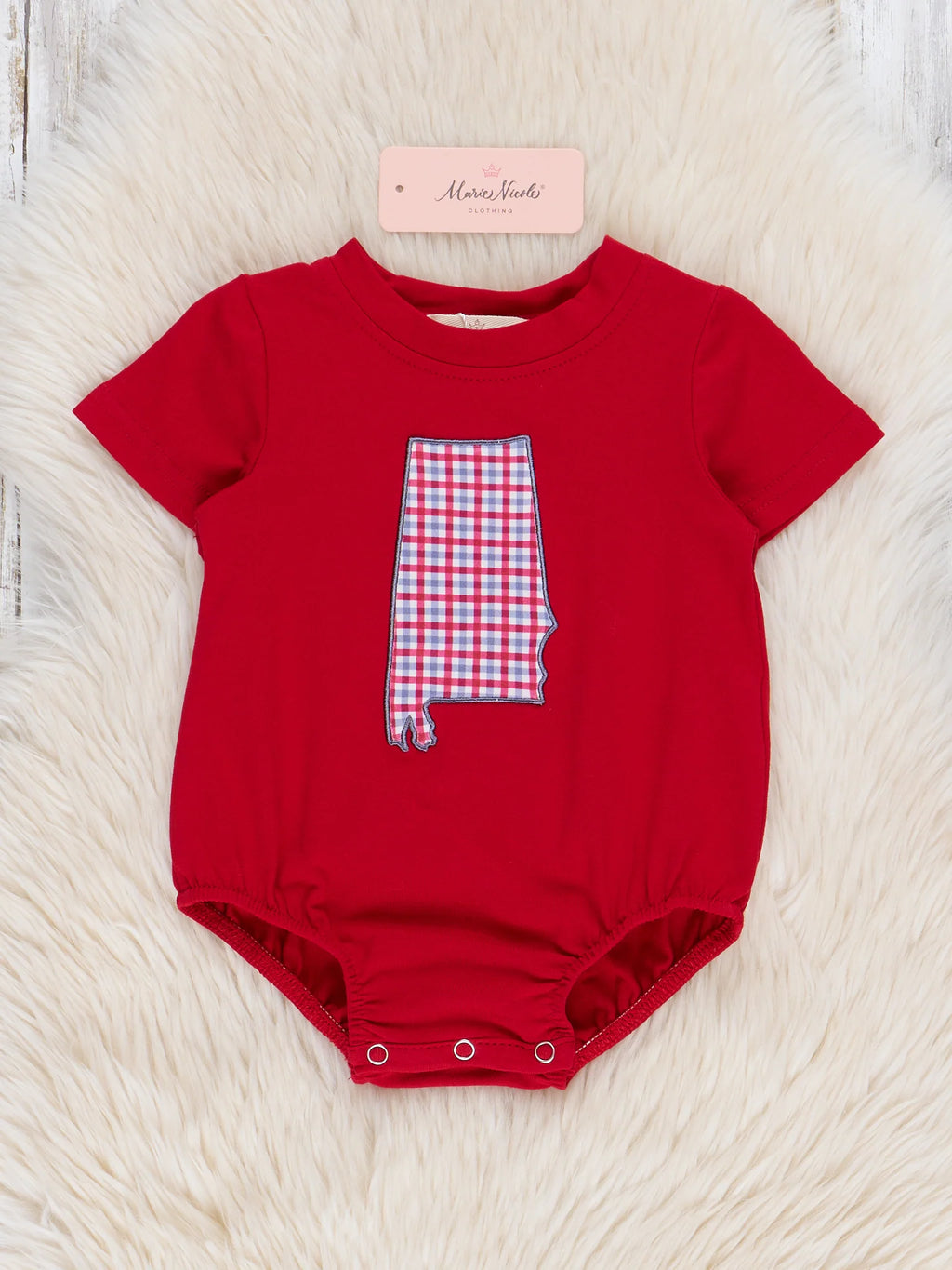 Alabama Embroidered Gingham Bubble Romper