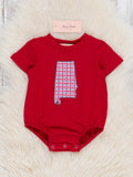Alabama Embroidered Gingham Bubble Romper
