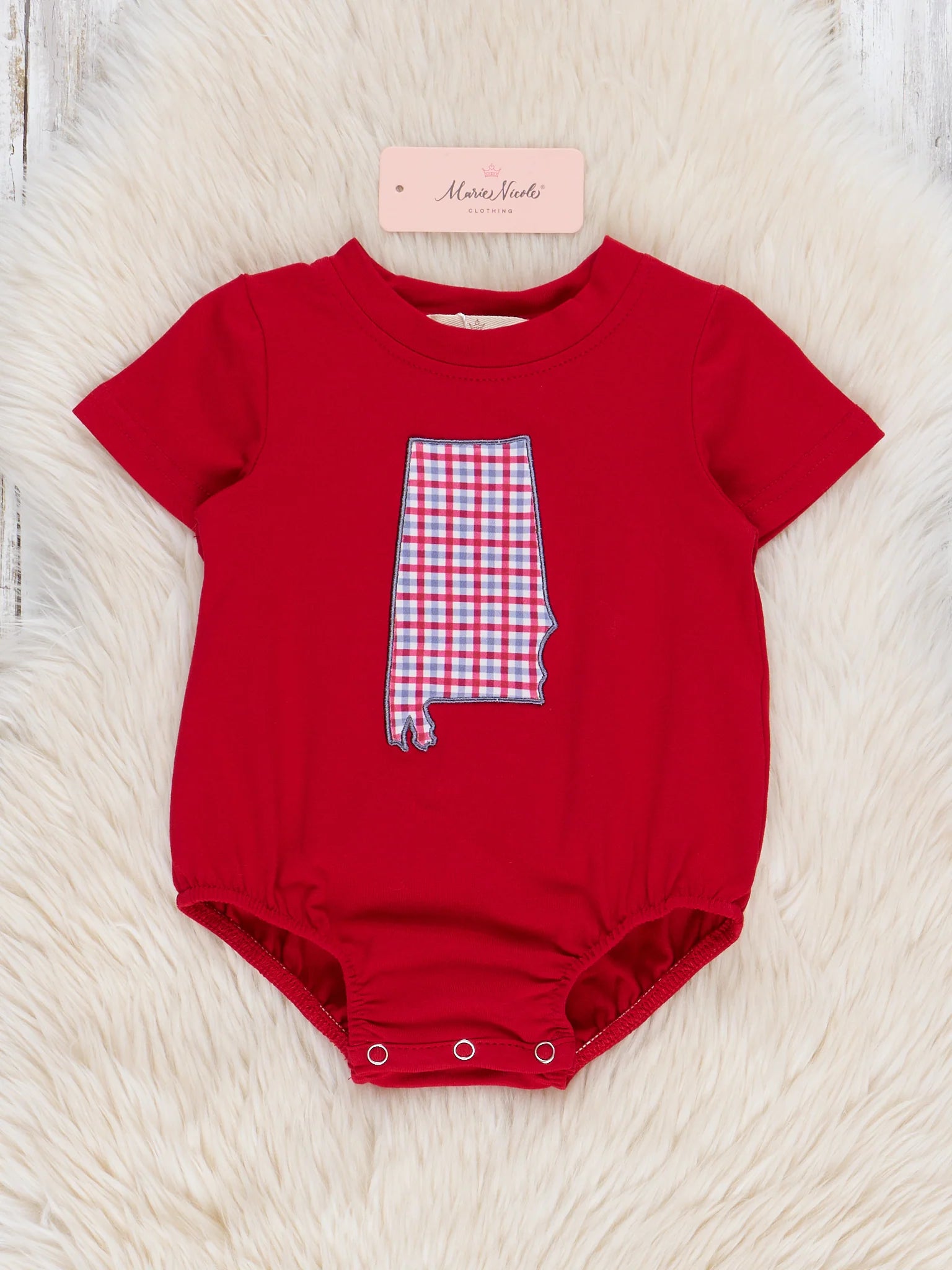 Alabama Embroidered Gingham Bubble Romper
