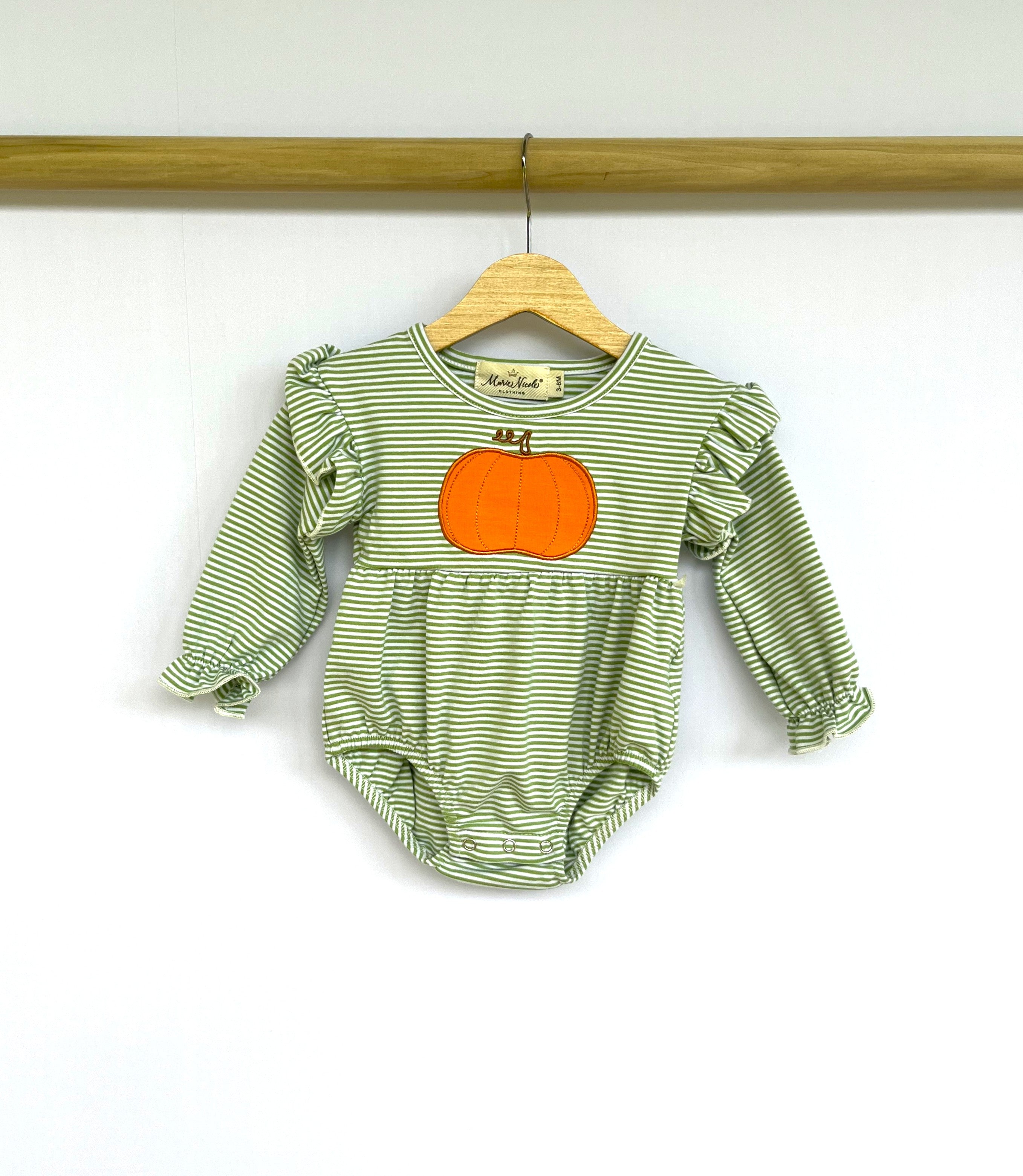 Harvest Pumpkin Embroidered Ruffle Romper