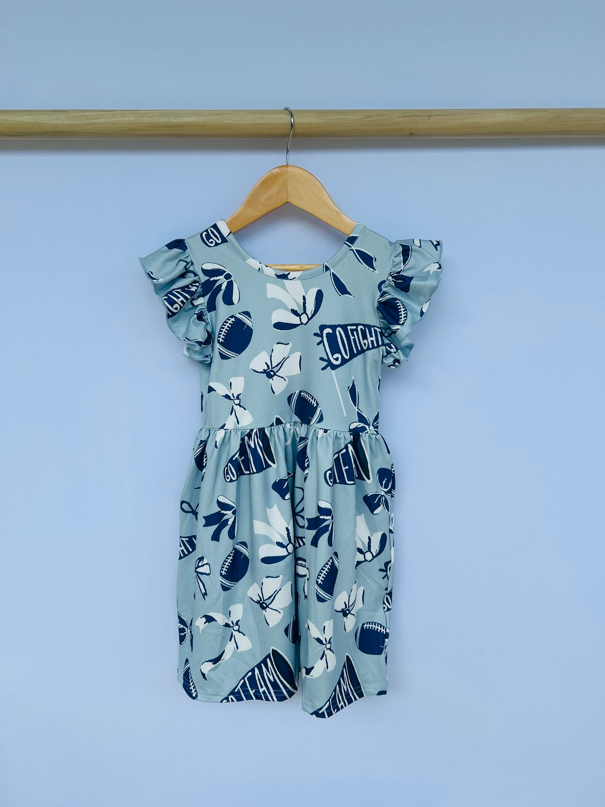Go Team Flutter Swing Dress - Blue and White