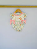 Baby Pumpkin Print Bubble With Pink Bow