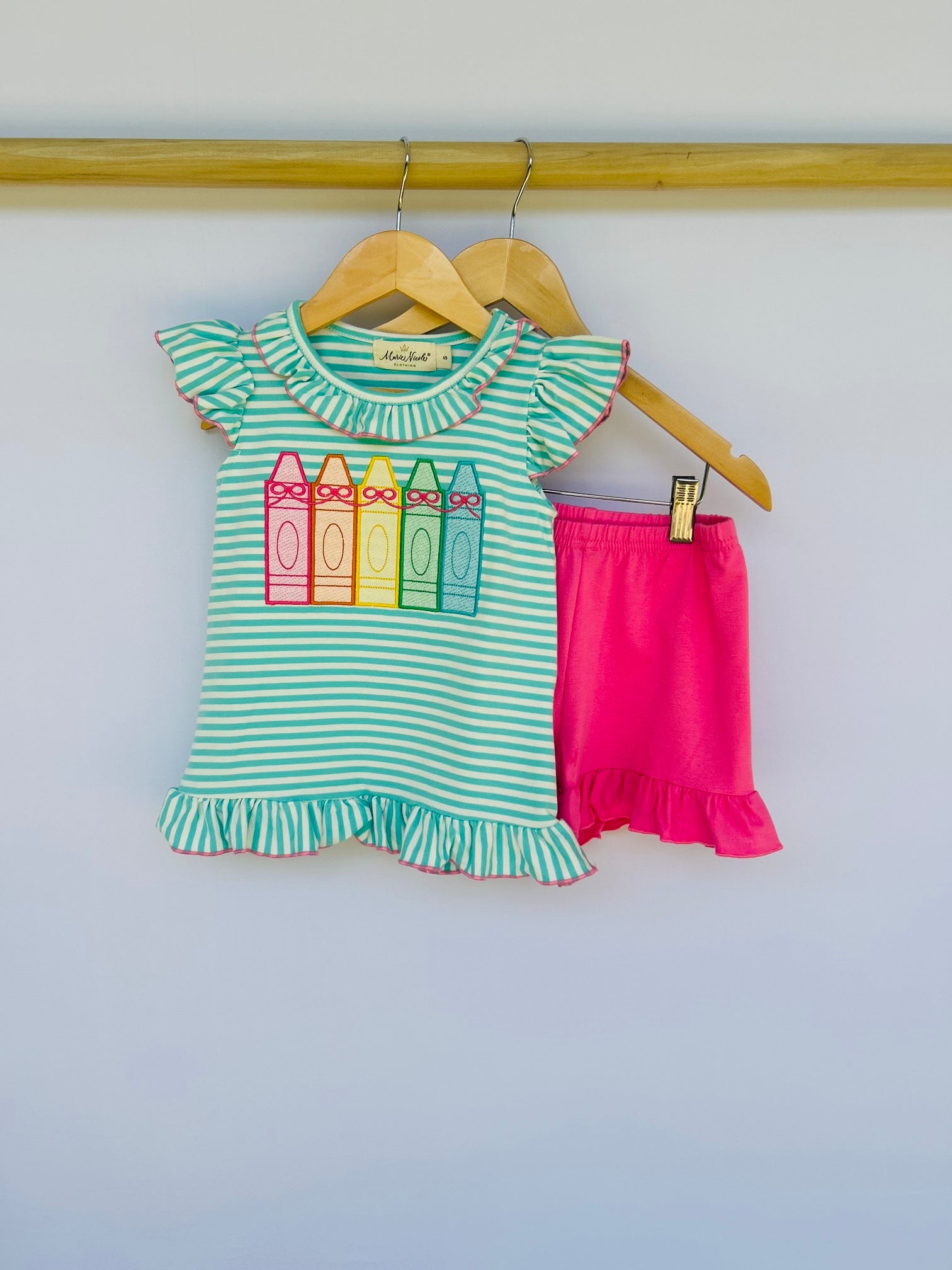 Color Me Happy Striped Crayon Cotton Outfit