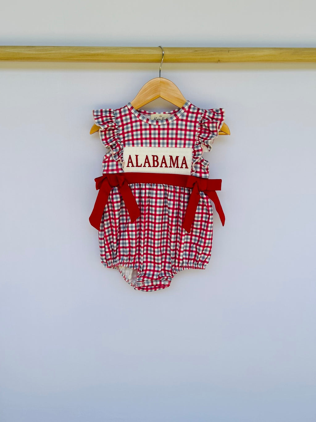 Alabama Smocked Gingham Bubble Romper