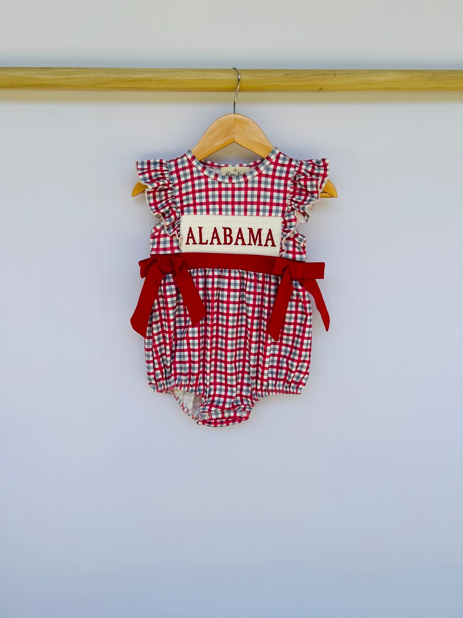 Alabama Smocked Gingham Bubble Romper
