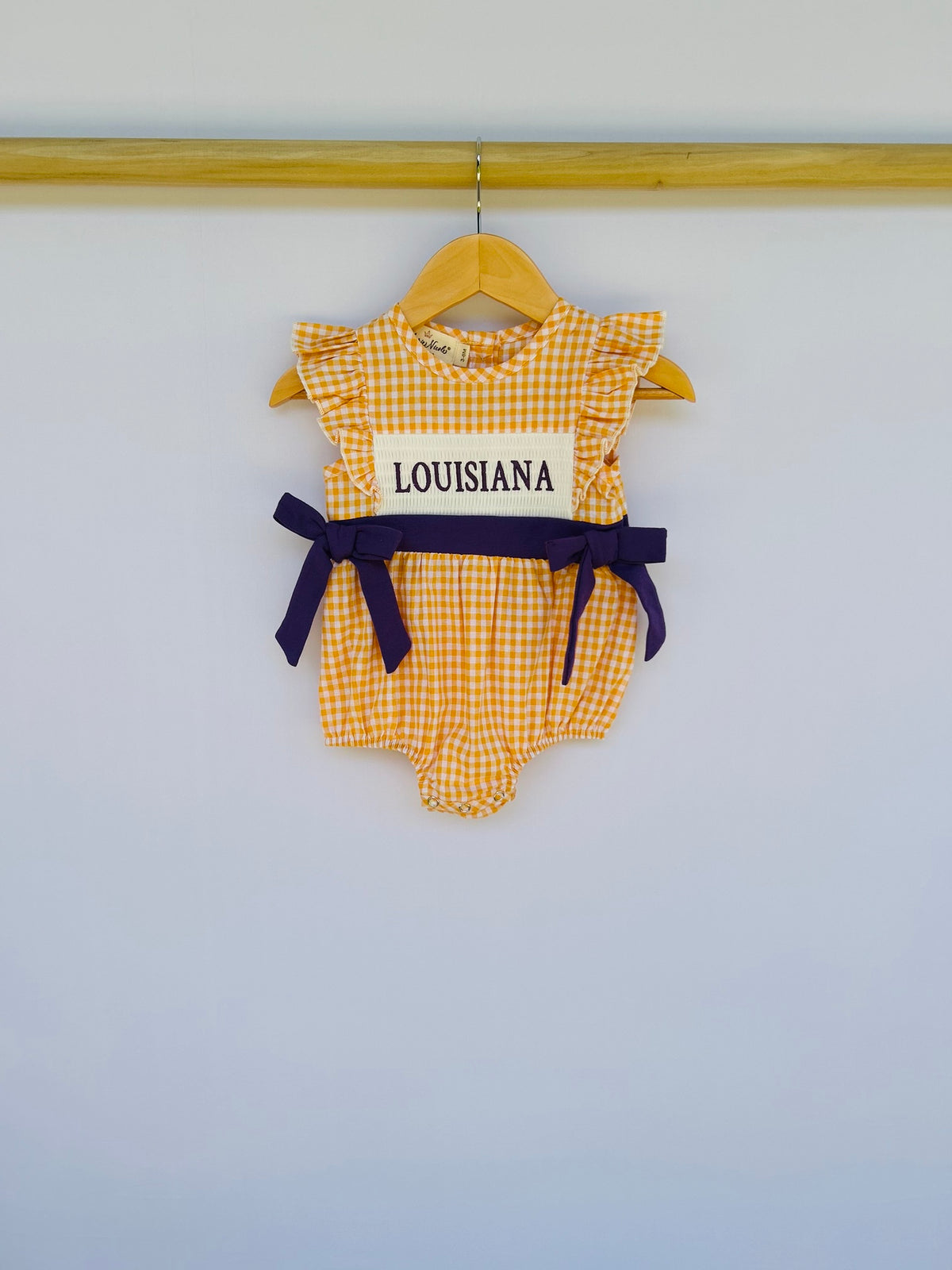 Louisiana Smocked Gingham Bubble Romper
