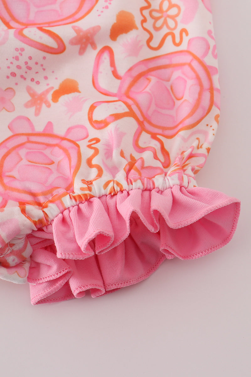 Pink Turtle Floral Ruffle Bubble