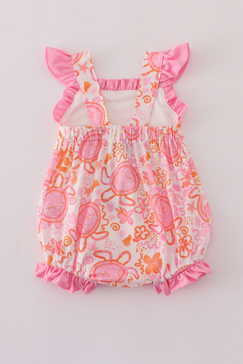 Pink Turtle Floral Ruffle Bubble