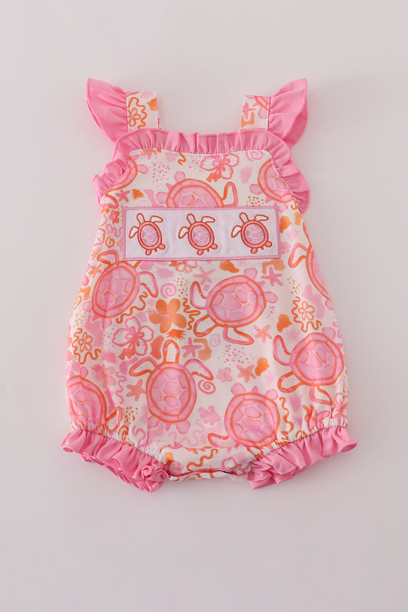 Pink Turtle Floral Ruffle Bubble