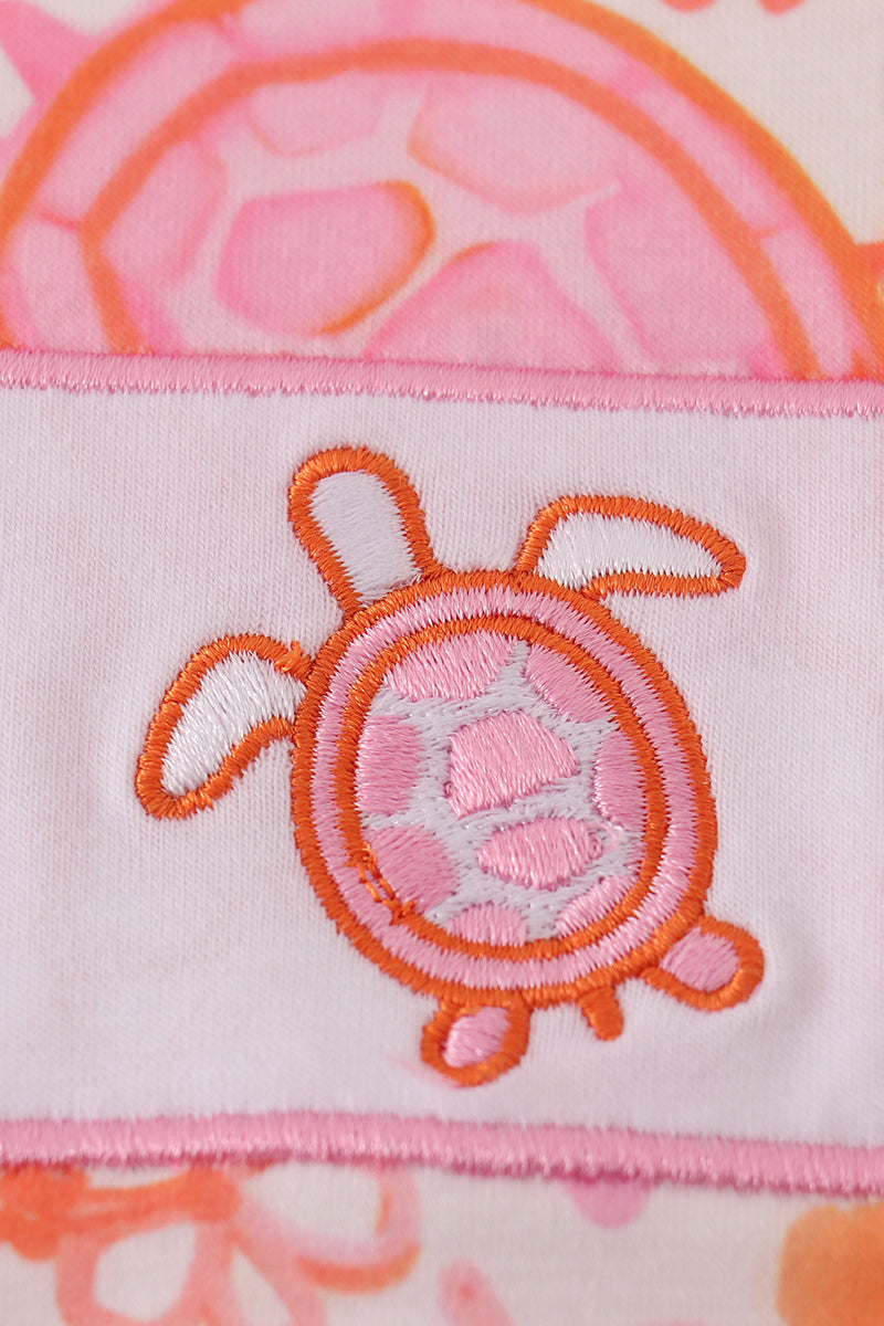Pink Turtle Floral Ruffle Bubble