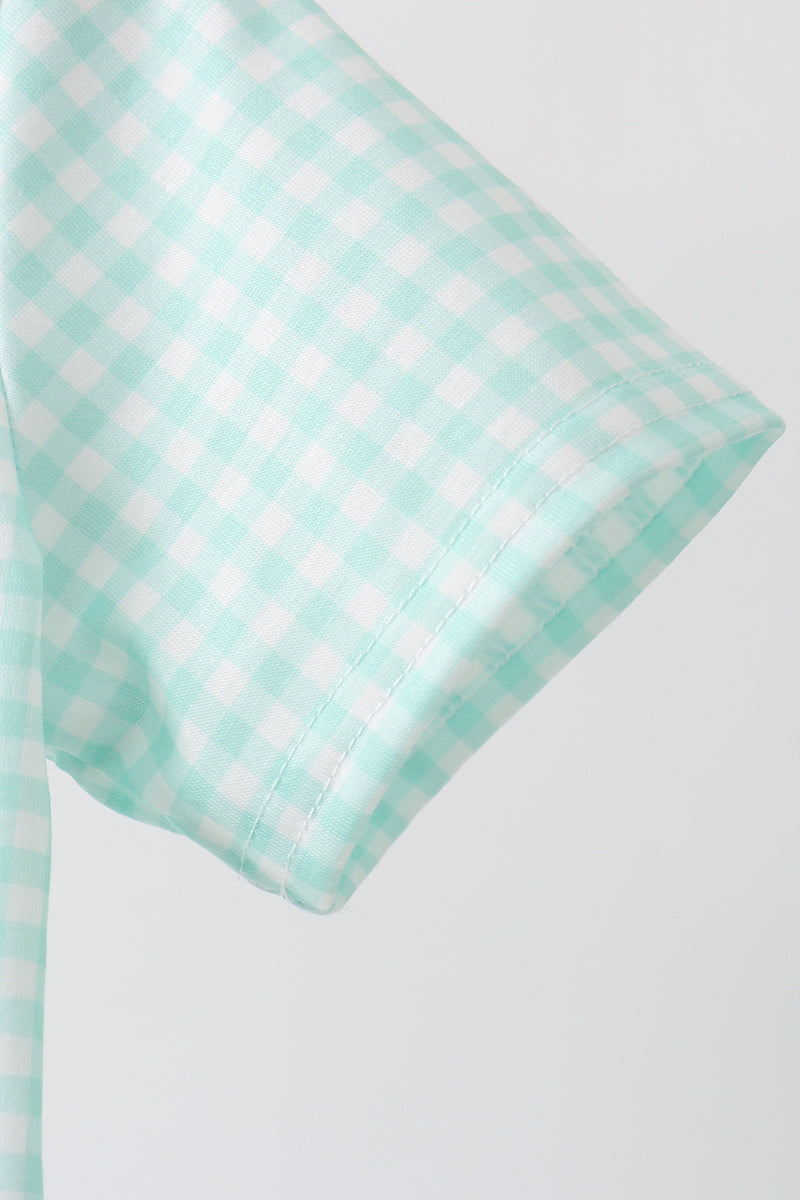 Teal Mallard Plaid Embroidered Set